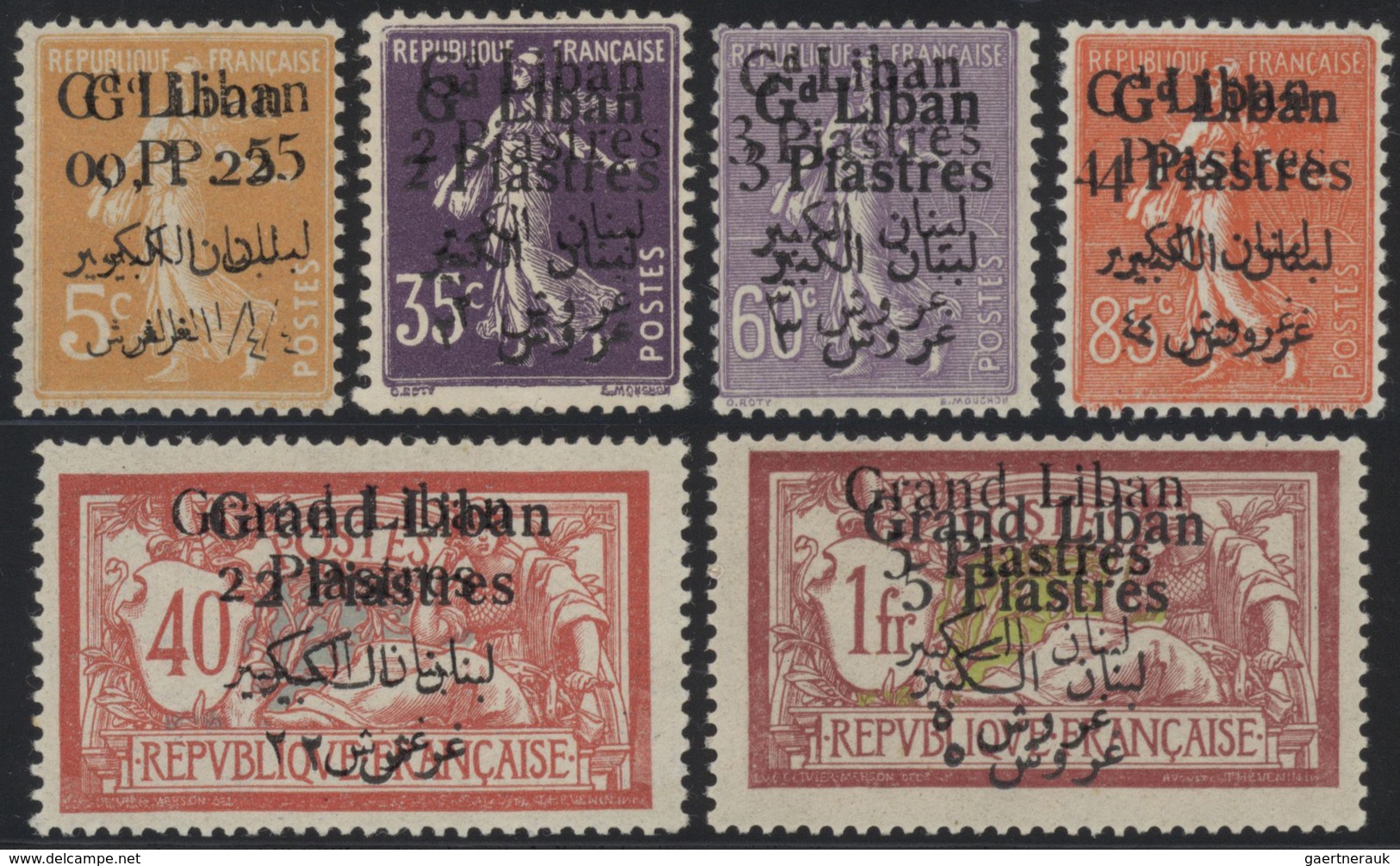 Libanon: 1924-45, Stock Of Mint Stamps And Blocks Including 1924 10c. & 30c. Pasteur, Surcharge Vari - Líbano