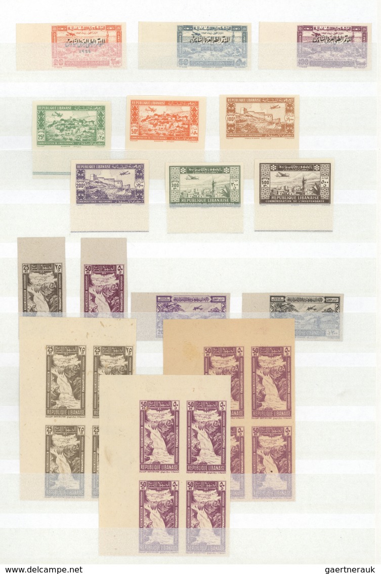 Libanon: 1943/1962, SPECIALITIES, Mint Collection Of Apprx. 120 Stamps, Mainly Imperforate Values, P - Libanon