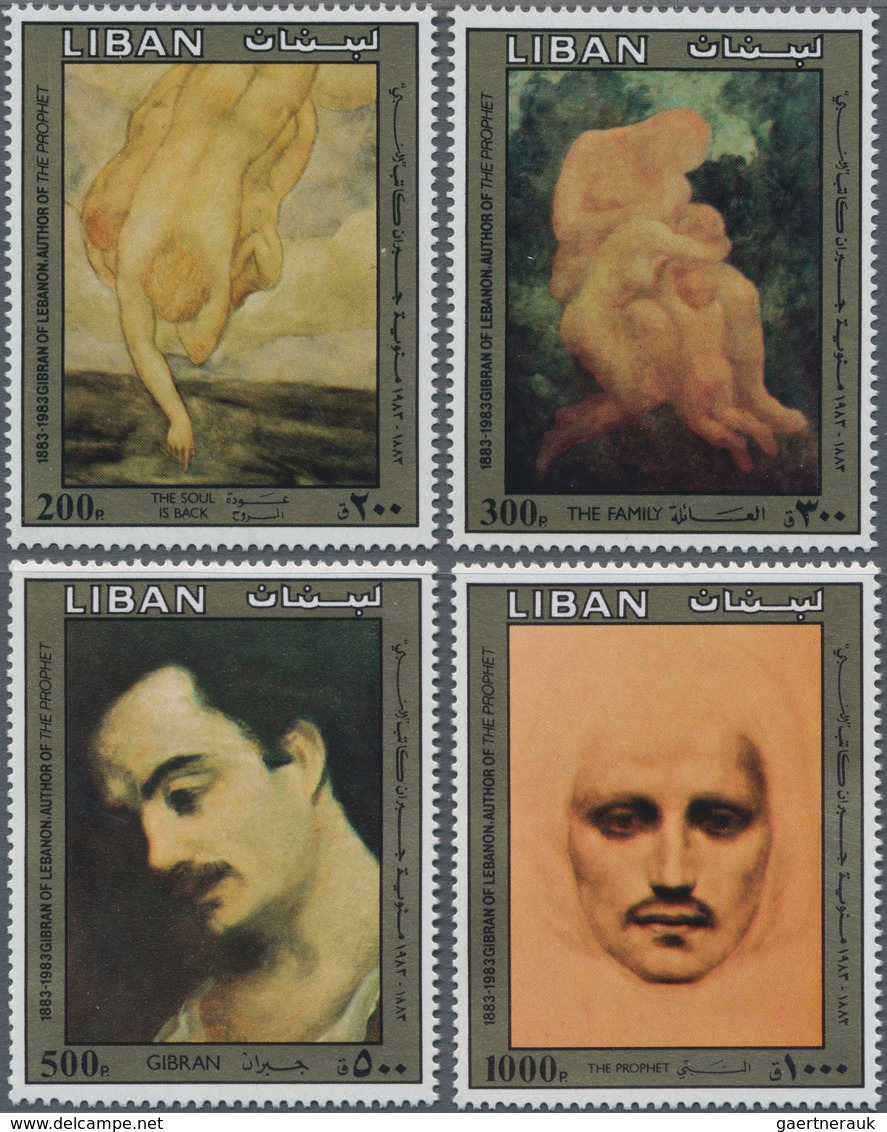 Libanon: 1983, 100th Birthday Of Gibran Kahlil (lebanese Author) Complete Set Of Four Showing Differ - Líbano
