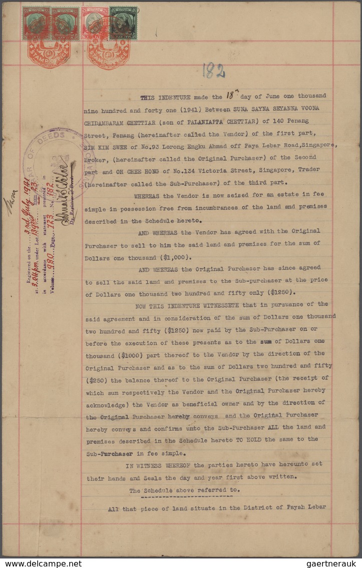 Malaiische Staaten - Straits Settlements: 1890's-1930's (c.) - Fiscal Documents: Collection Of 56 Fi - Straits Settlements