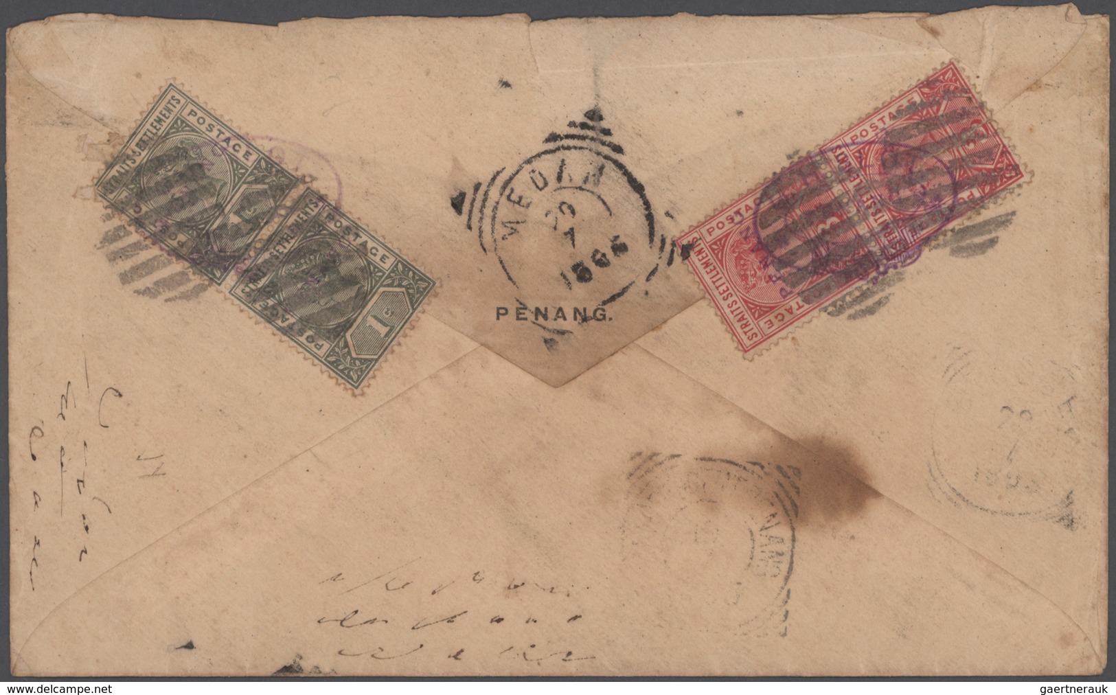 Malaiische Staaten - Straits Settlements: 1891-95: 20 Covers Plus Resp. Contents Sent From Penang To - Straits Settlements
