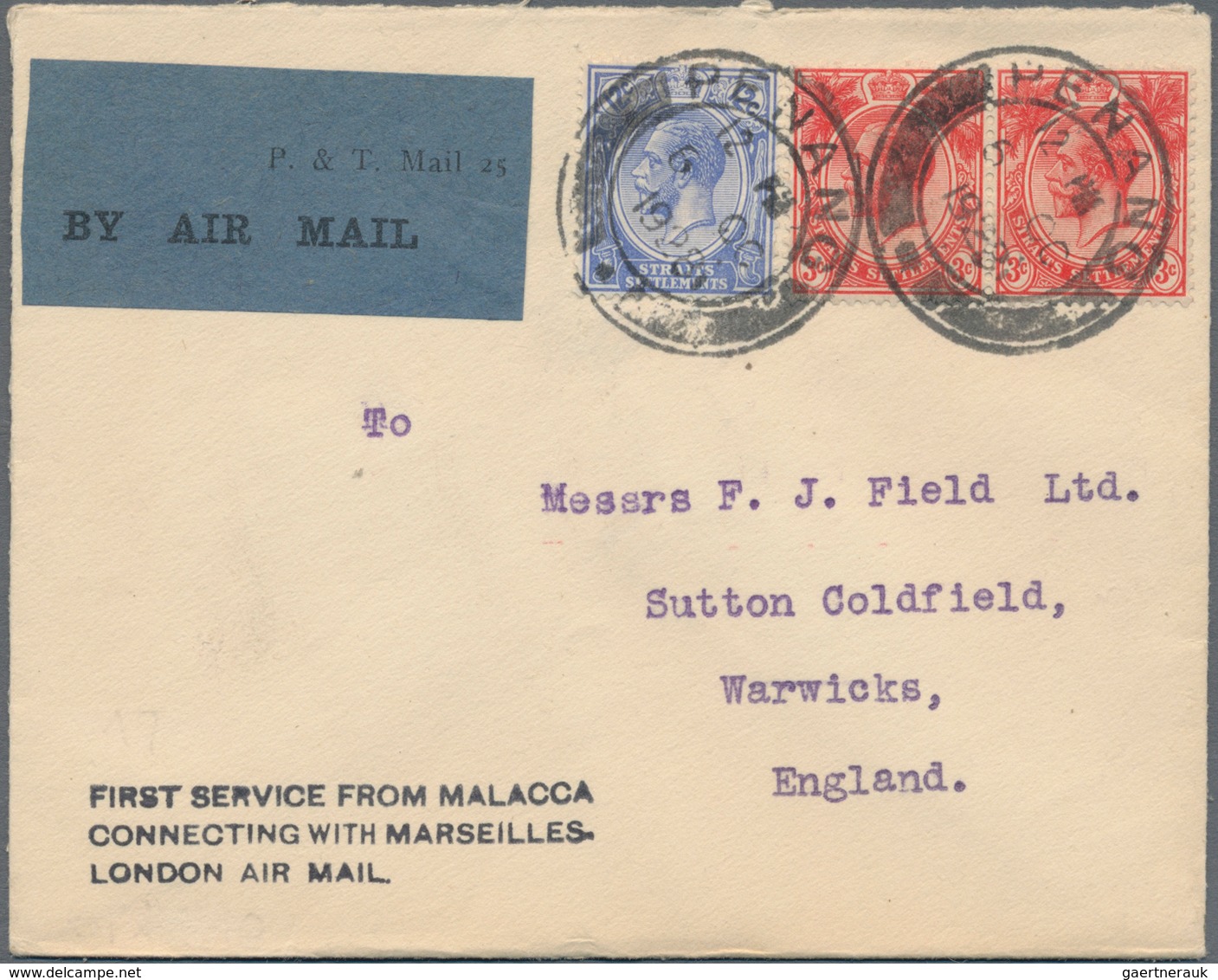Malaiische Staaten - Straits Settlements: 1926 From, Group Of 6 Airmail Covers, Comprising Early Air - Straits Settlements