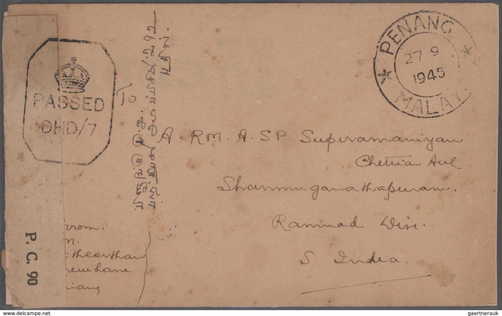 Malaiische Staaten - Straits Settlements: 1945 (Sep./Oct.): Seven Covers From Singapore And Penang U - Straits Settlements