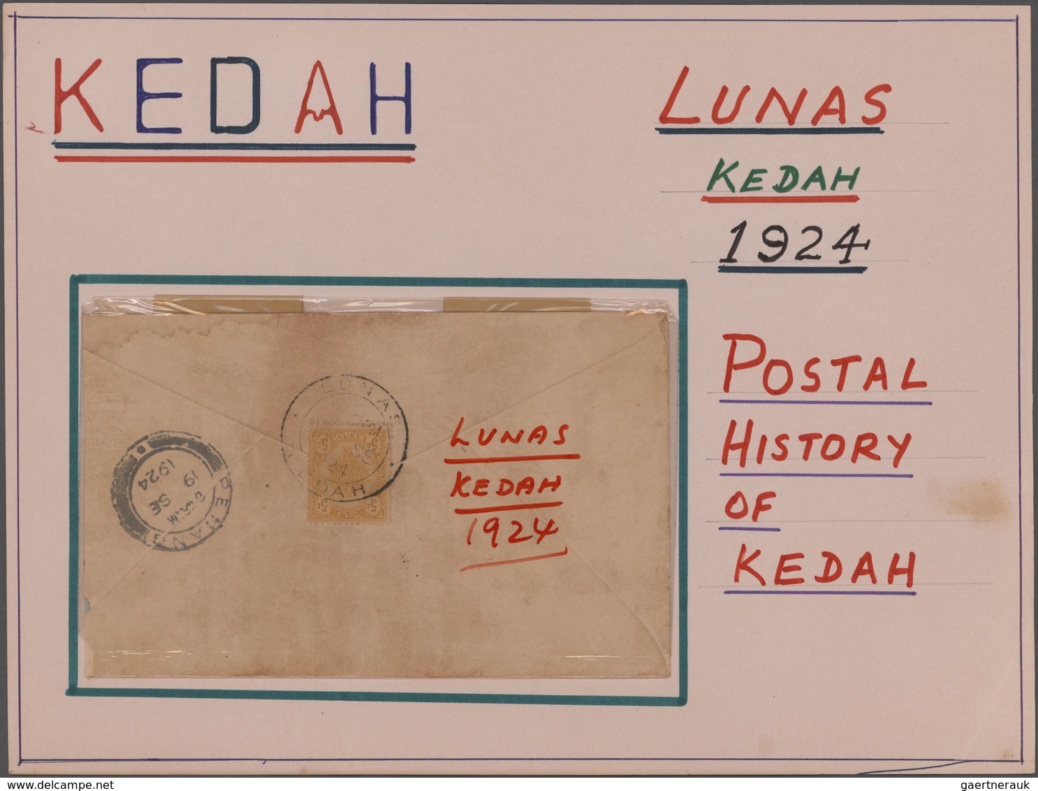 Malaiische Staaten - Kedah: 1920's Kedah POSTMARKS: Group Of 29 Covers With Various Postmarks From B - Kedah