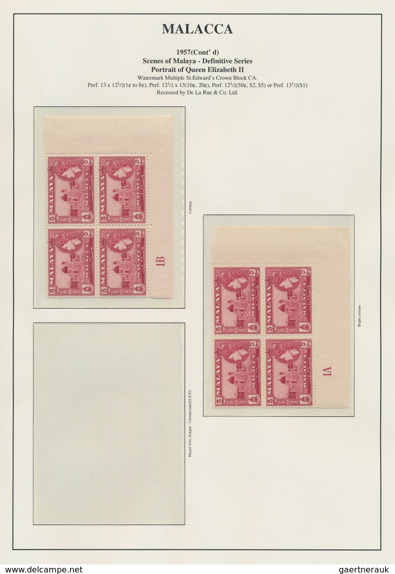 Malaiische Staaten - Malakka: 1957/1960, Definitives "Views", Specialised Collection Of Apprx. 350 S - Malacca