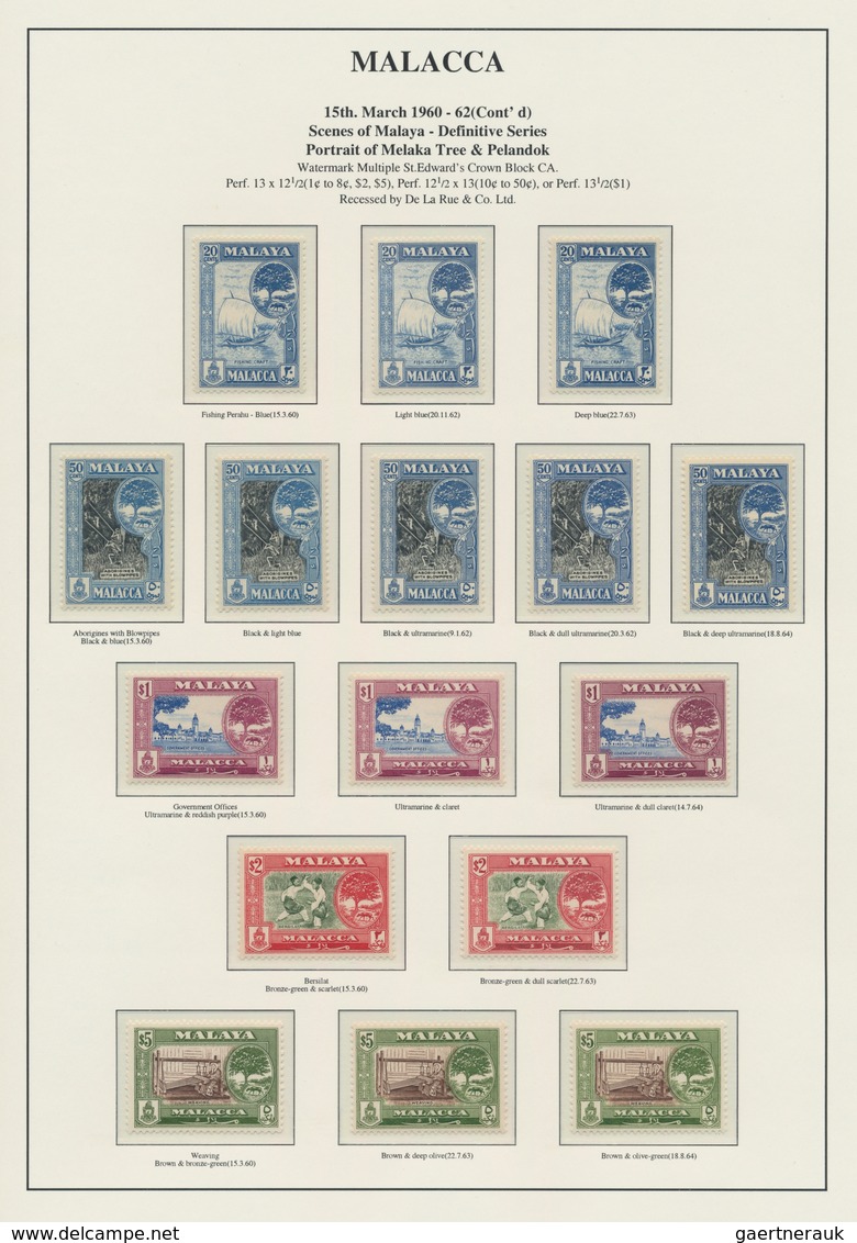 Malaiische Staaten - Malakka: 1957/1960, Definitives "Views", Specialised Collection Of Apprx. 350 S - Malacca