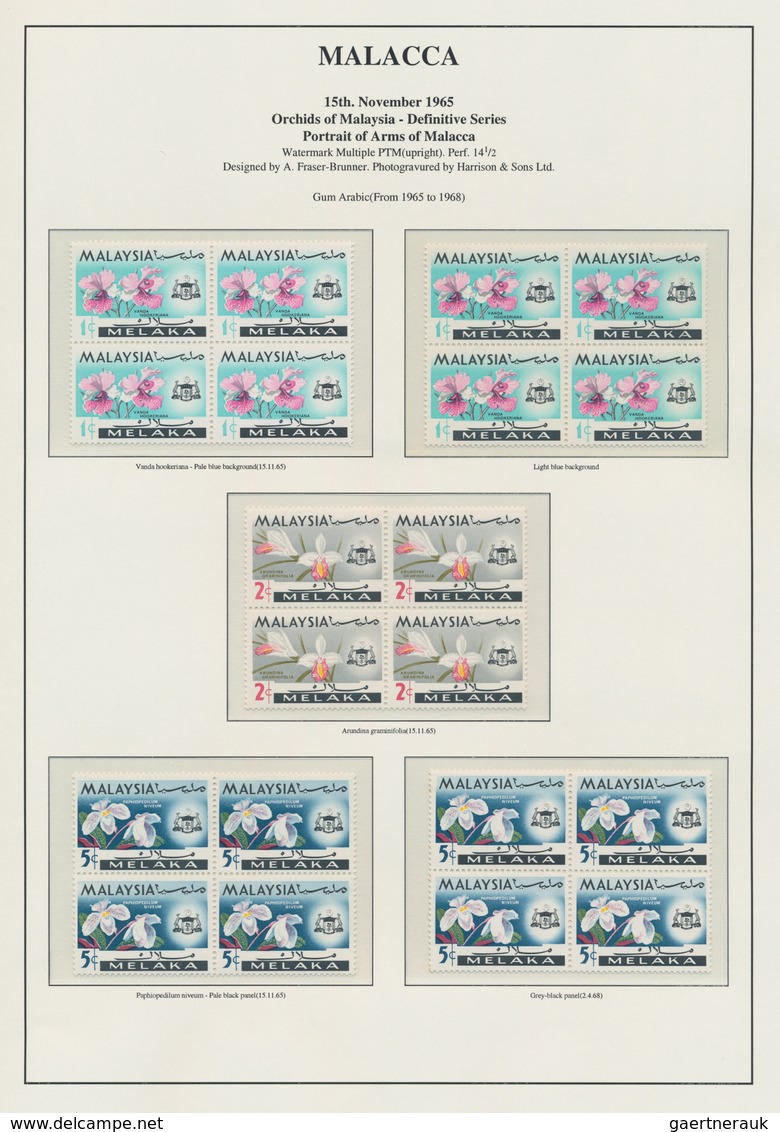 Malaiische Staaten - Malakka: 1965, Definitives "Orchids", Specialised Collection Of Apprx. 815 Stam - Malacca