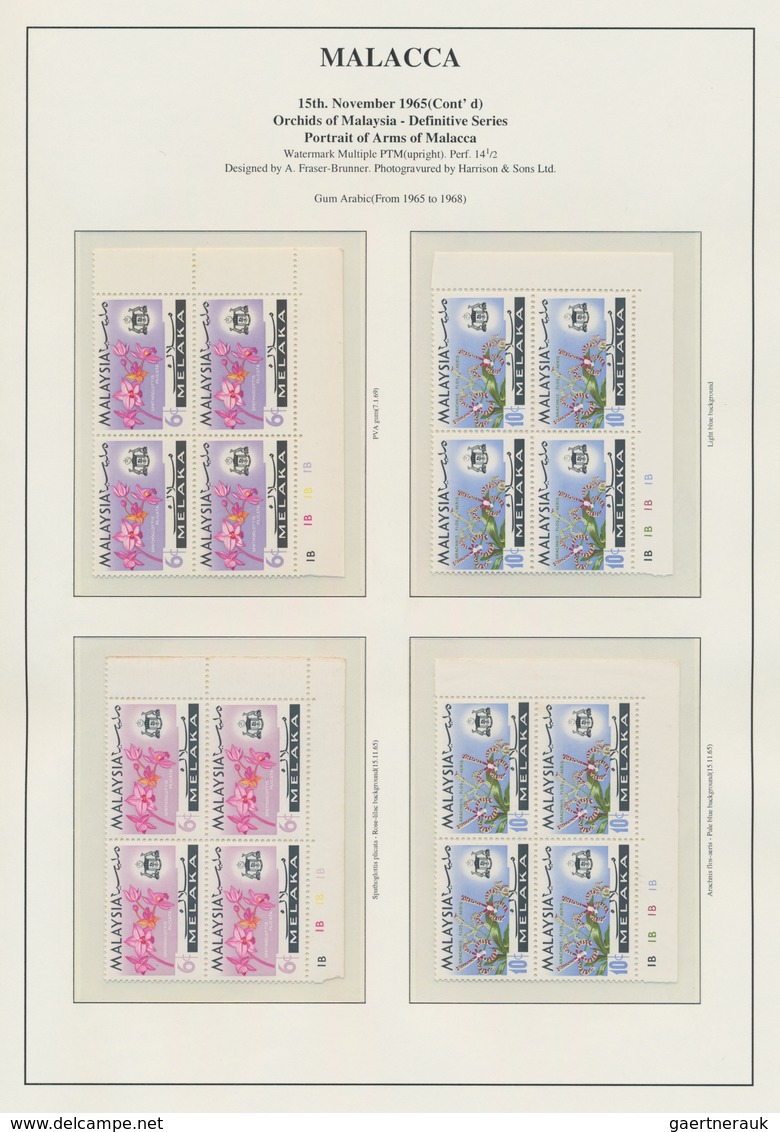 Malaiische Staaten - Malakka: 1965, Definitives "Orchids", Specialised Collection Of Apprx. 815 Stam - Malacca