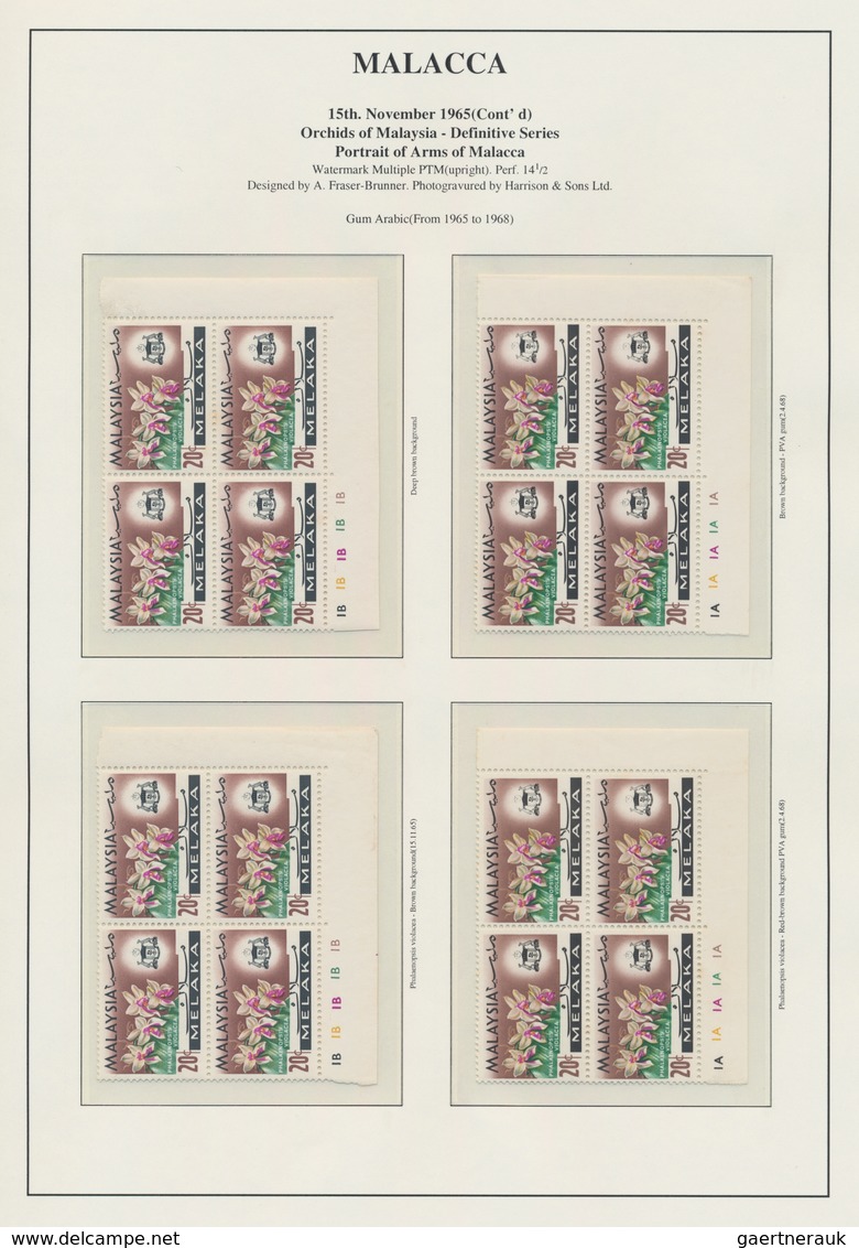 Malaiische Staaten - Malakka: 1965, Definitives "Orchids", Specialised Collection Of Apprx. 815 Stam - Malacca