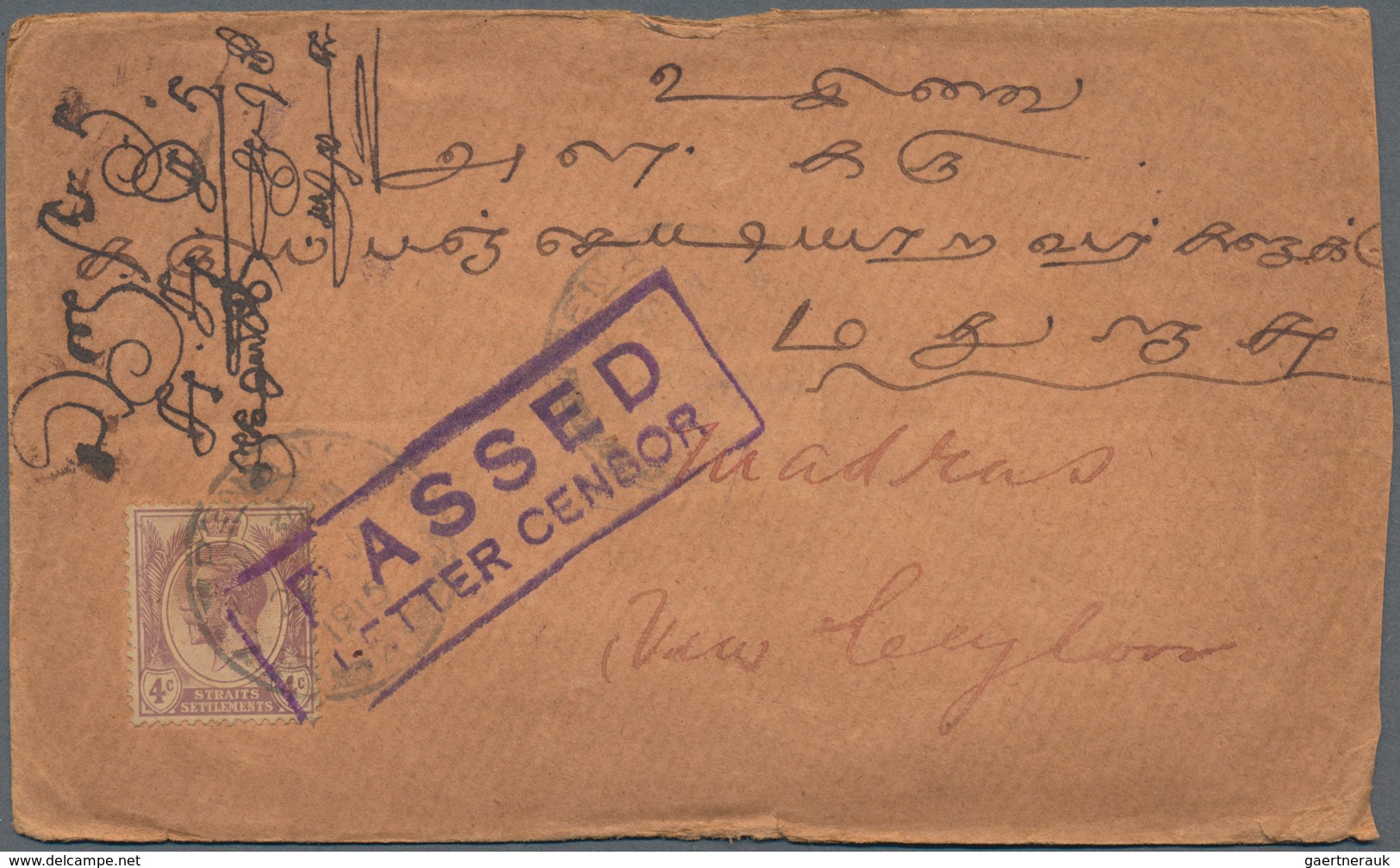 Malaiische Staaten - Penang: 1886, From Ca. 900 Covers, Much Early Mail To India, R-letter, Postmark - Penang