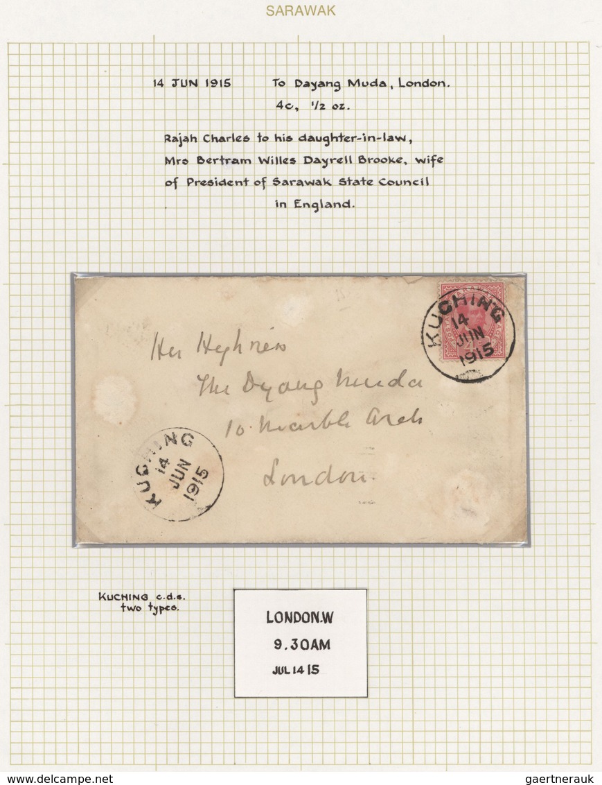 Malaiische Staaten - Sarawak: 1915/1917, Four Letters From KUCHING To England. One Of Them From Raja - Other & Unclassified