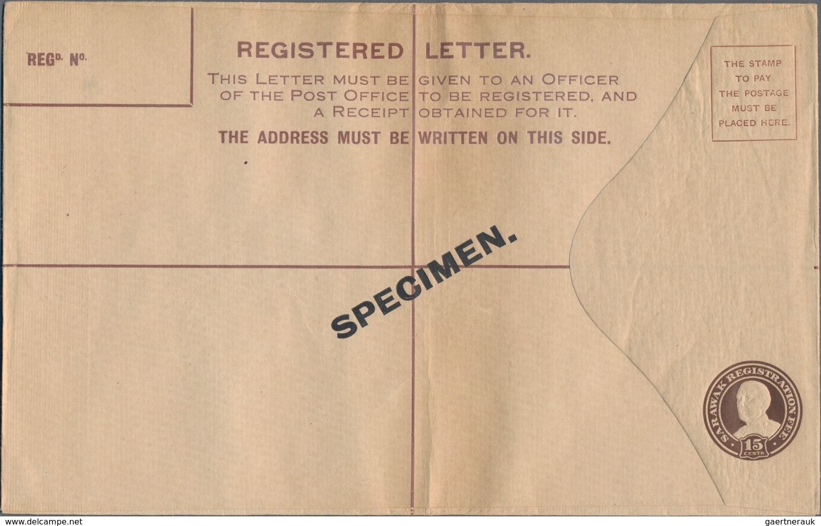 Malaiische Staaten - Sarawak: 1931, Registration Envelope 15 C. Brown (3) In All Three Sizes, The La - Autres & Non Classés