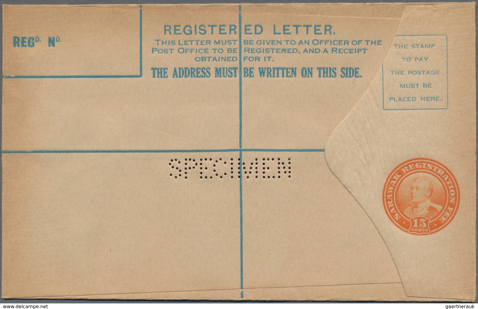 Malaiische Staaten - Sarawak: 1931, Registration Envelope 15 C. Orange (3) In All Three Sizes, Perfi - Sonstige & Ohne Zuordnung