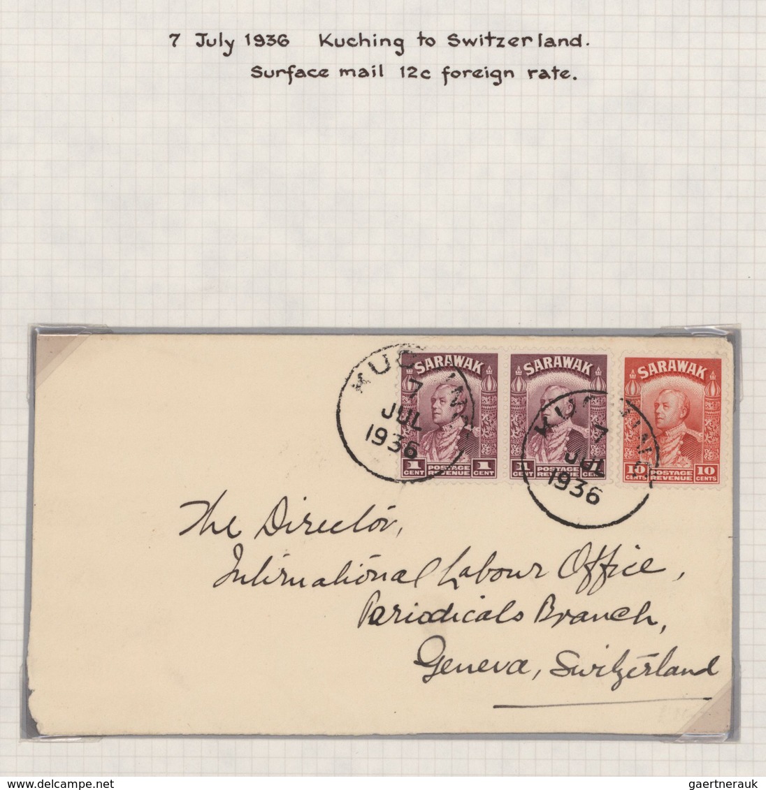 Malaiische Staaten - Sarawak: 1934, Seven Covers With Different Frankings To Europe. As There Are Fo - Otros & Sin Clasificación