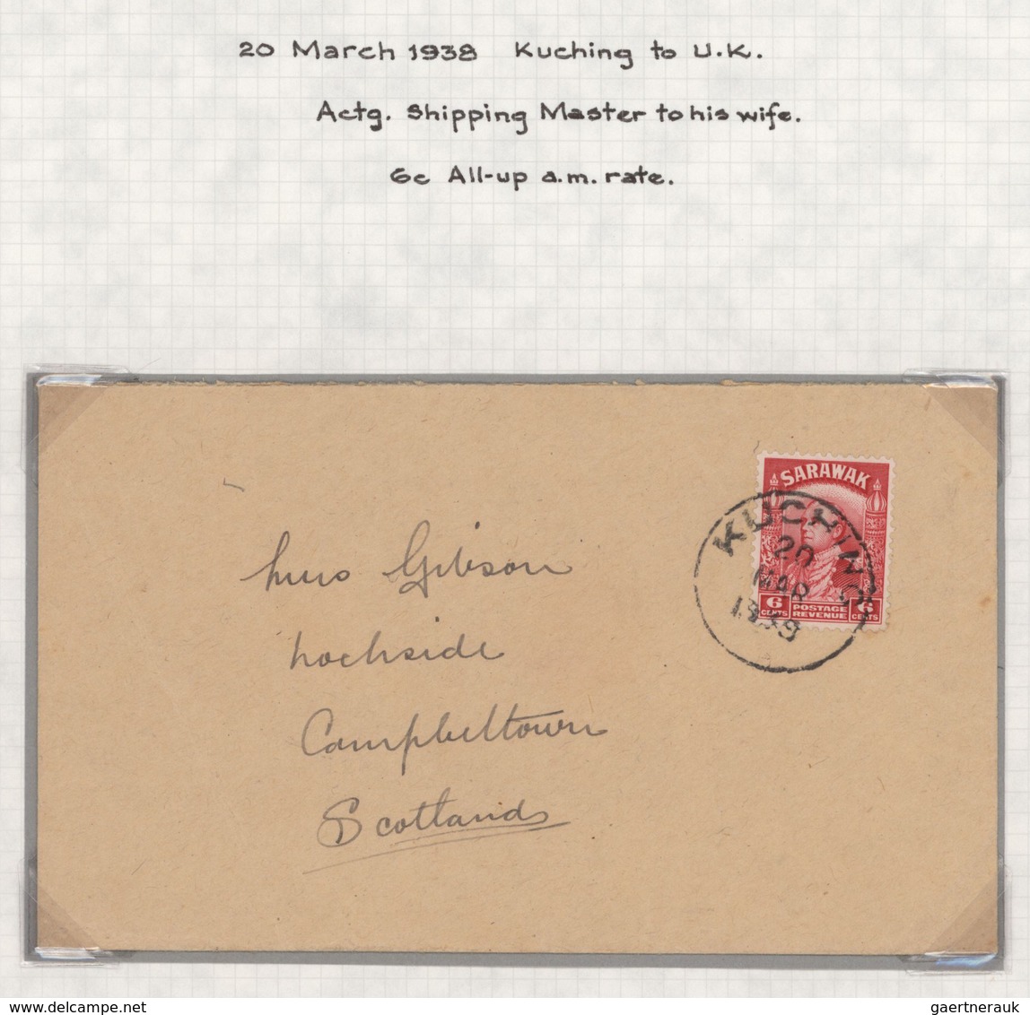 Malaiische Staaten - Sarawak: 1934, seven covers with different frankings to Europe. As there are fo