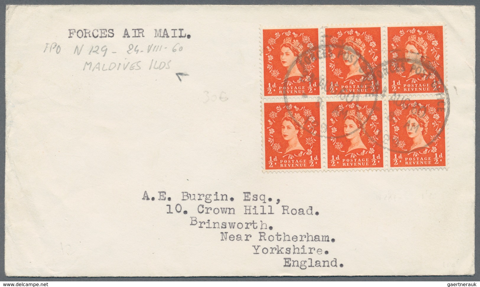 Malediven: 1907/58, covers (10) mostly to India inc. registration and air mail, also inc. two forces