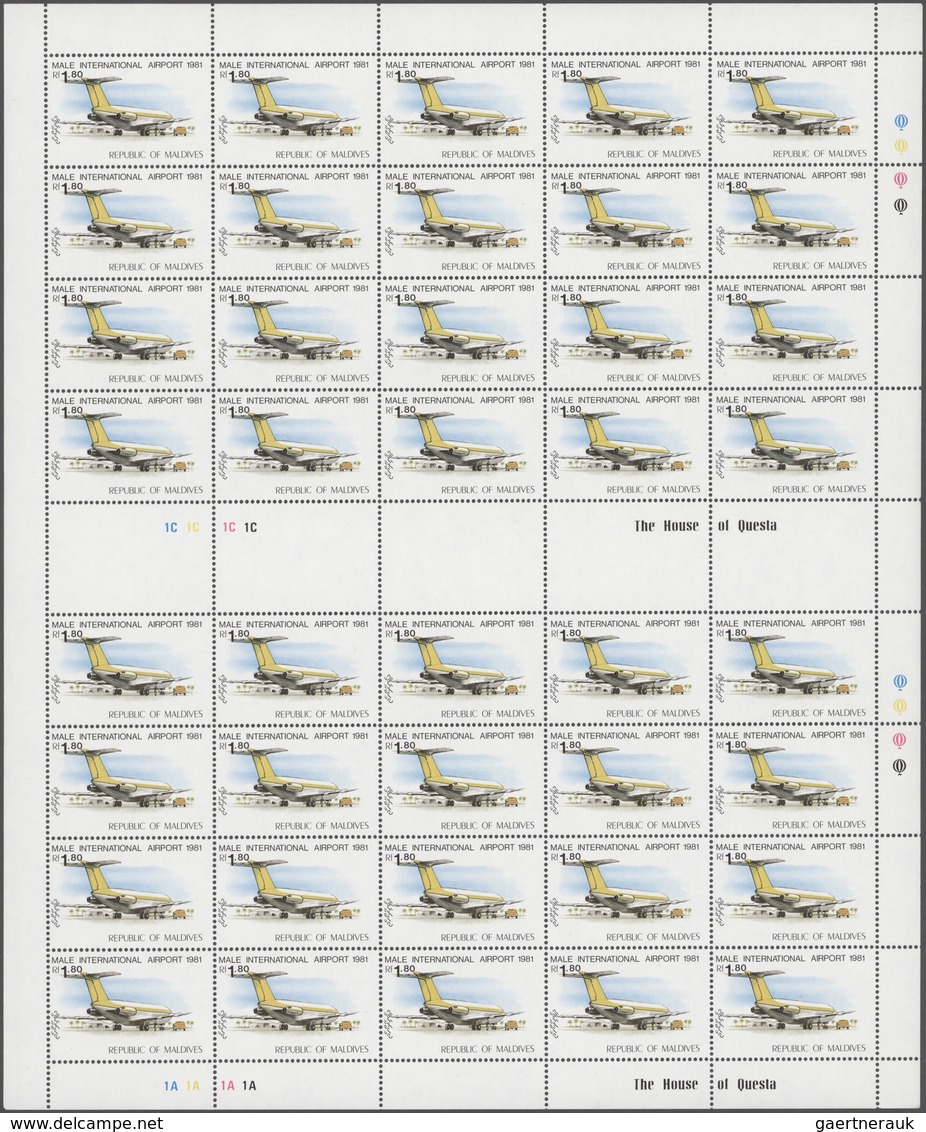 Malediven: 1980/1981, Nice Lot Of Mint Never Hinged Full Sheets, Part Sheets, Souvenier Sheets And M - Malediven (1965-...)