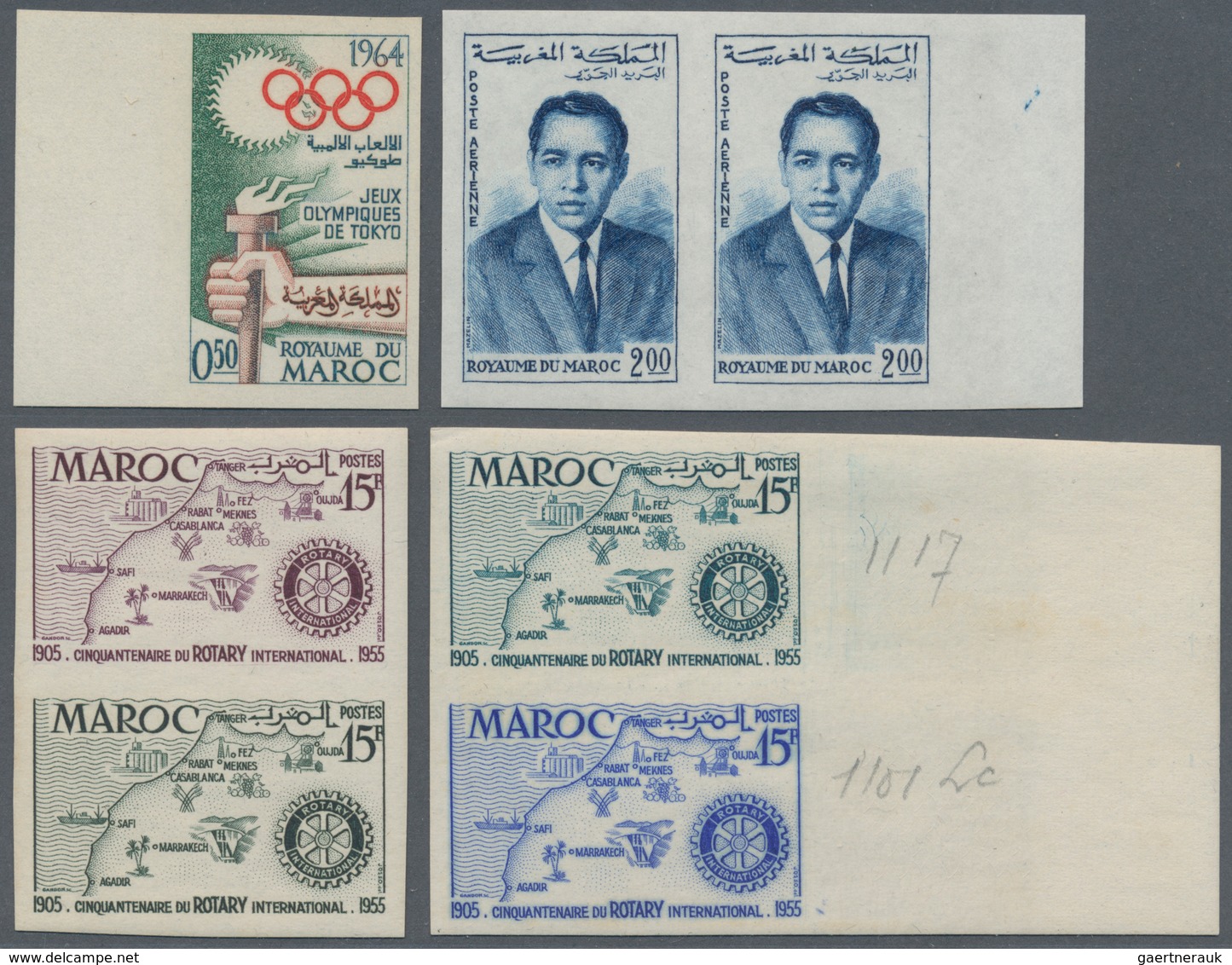Marokko: 1955/1965, U/m Accumulation Of Apprx. 228 IMPERFORATE Stamps Incl. A Few Colour Proofs, The - Cartas & Documentos
