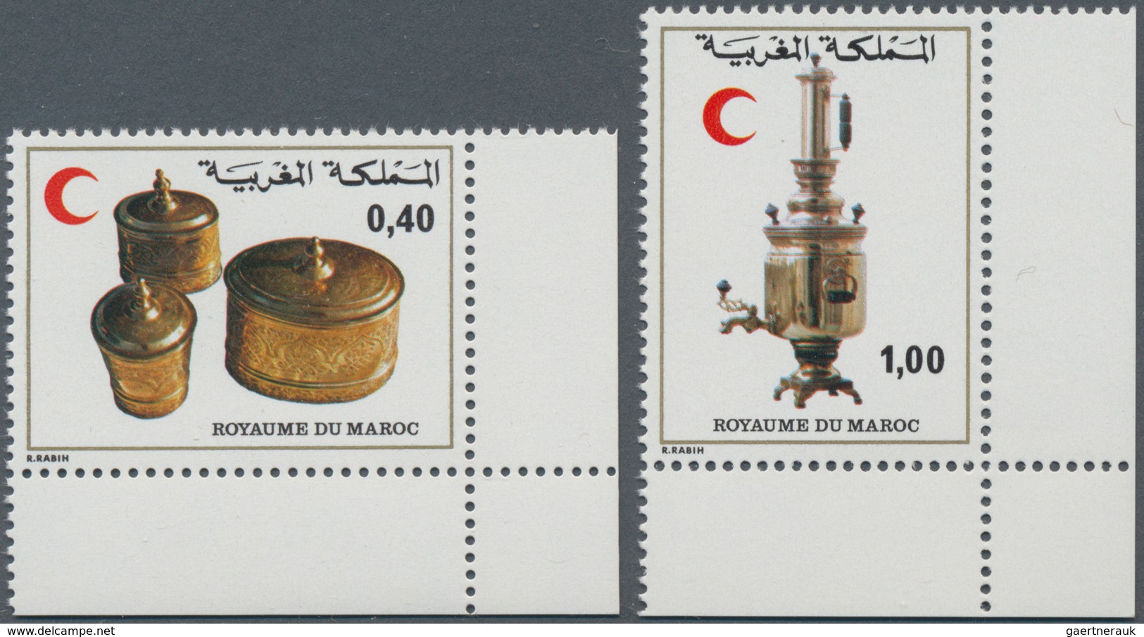 Marokko: 1979, Moroccan Red Crescent ‚Metal Art‘ Set Of Two 0.40dh. ‚jewelry Cascets‘ And 1.00dh. ‚s - Covers & Documents
