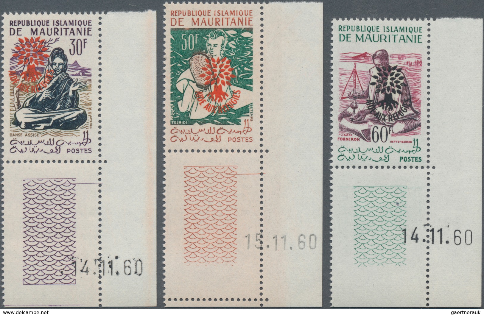 Mauretanien: 1962, World Refugee Year Definitives With Prepared But UNISSUED Opt. ‚AIDE AUX REFUGIES - Mauritania (1960-...)