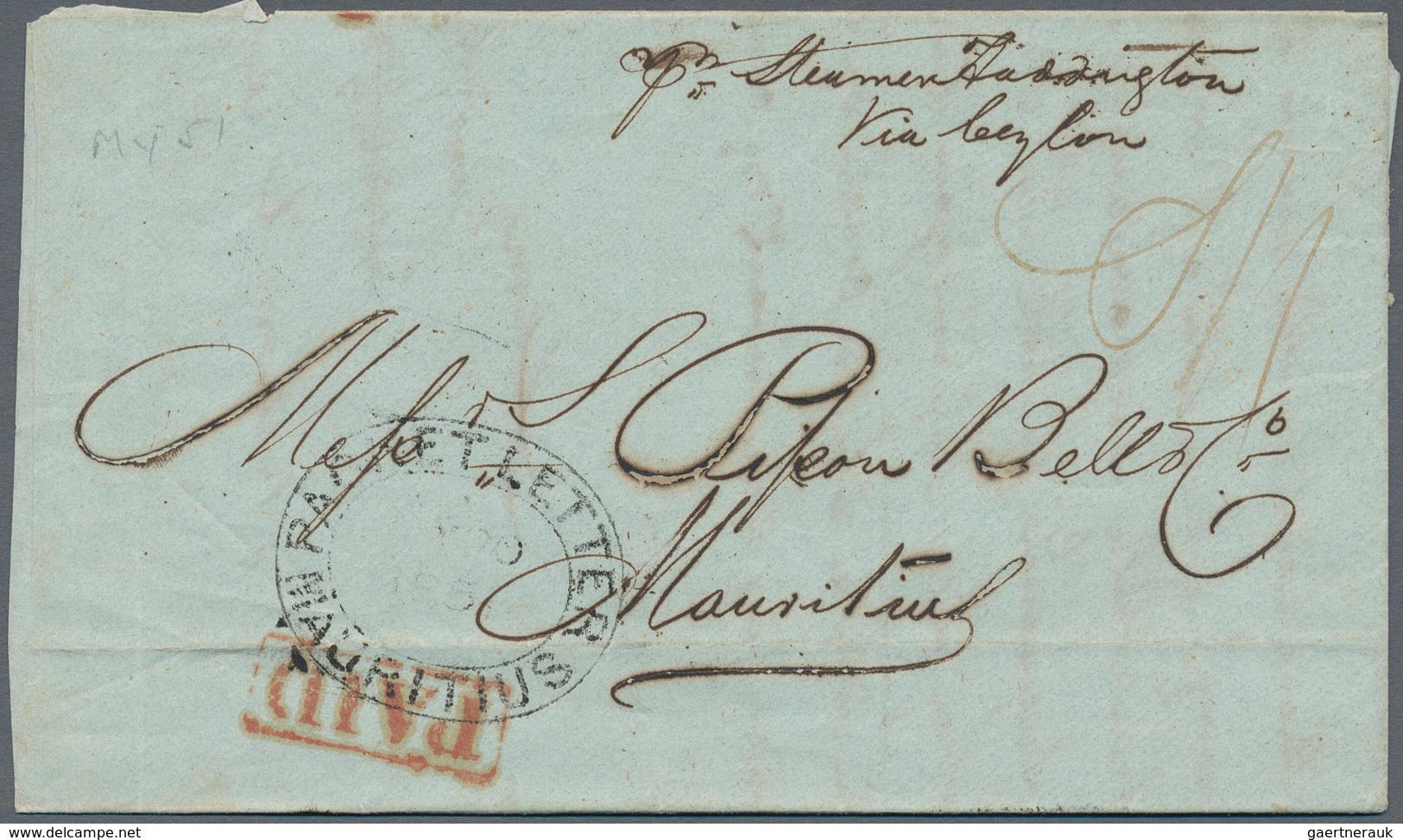 Mauritius: 1841/1860, INCOMING MAIL, 14 Mostly Stampless Letters From India Addressed To Mauritius. - Mauricio (...-1967)