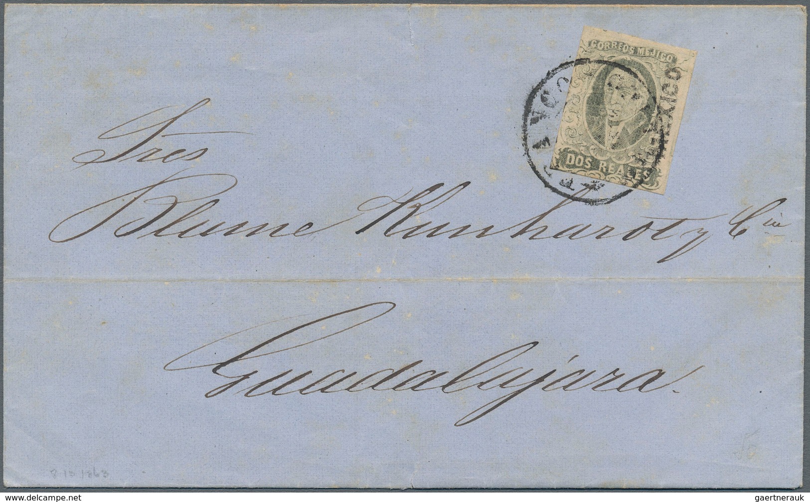 Mexiko: 1857/1868, HIDALGO With/without Overprint, Group Of Eight Lettersheets With Attractive Frank - Mexiko
