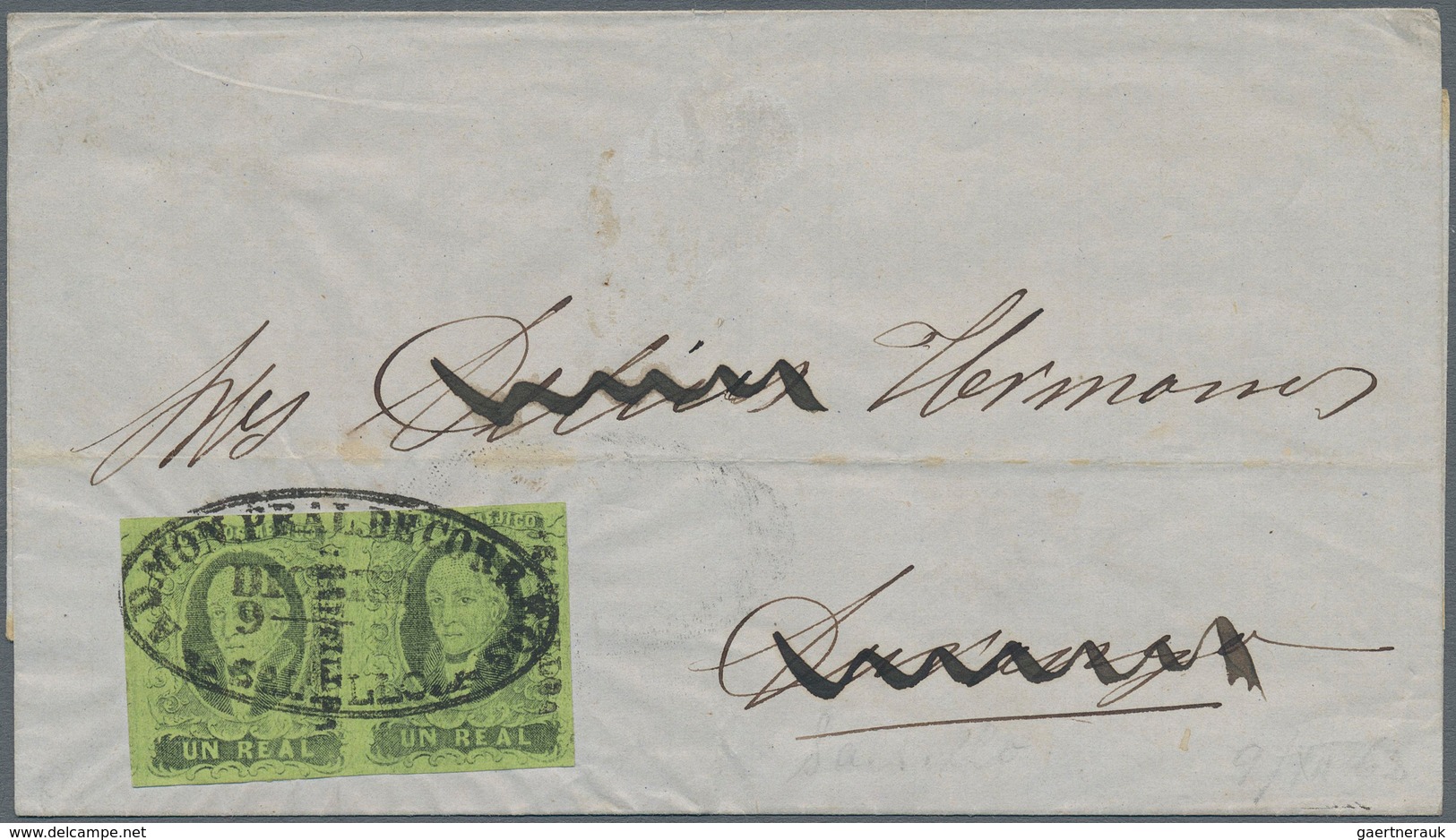 Mexiko: 1857/1868, HIDALGO with/without overprint, group of eight lettersheets with attractive frank