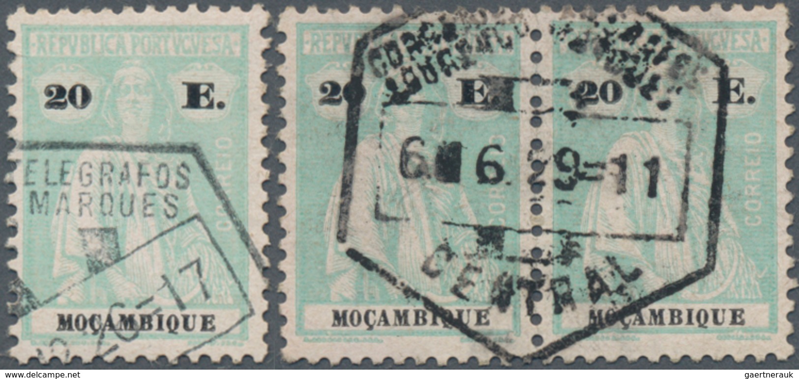 Mocambique: 1926, Ceres 20esc. Pale Greenish-blue/black In A Lot With 50 Stamps Good To Fine Used In - Mozambico
