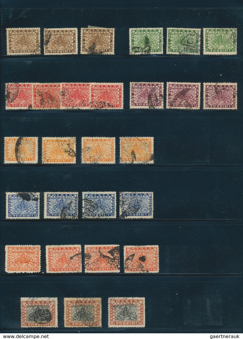 Nepal: 1880's-2000's: Collection of mint and used stamps, some covers and FDCs, starting with 67 sta
