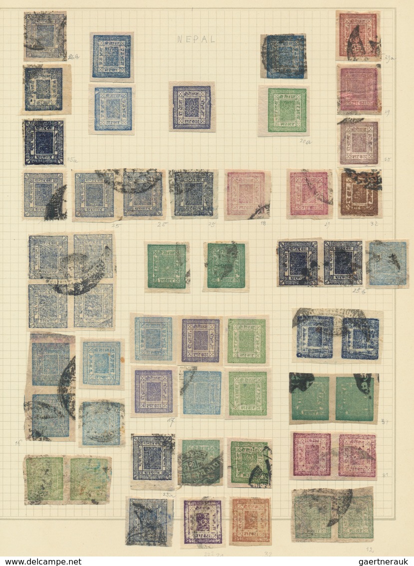 Nepal: 1881-1990, Collection Of Mint And Used Stamps And Few Covers/FDCs, With 53 Stamps Of First De - Népal