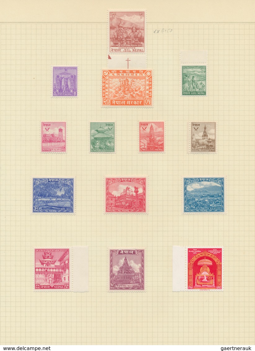 Nepal: 1881-1990, Collection Of Mint And Used Stamps And Few Covers/FDCs, With 53 Stamps Of First De - Népal