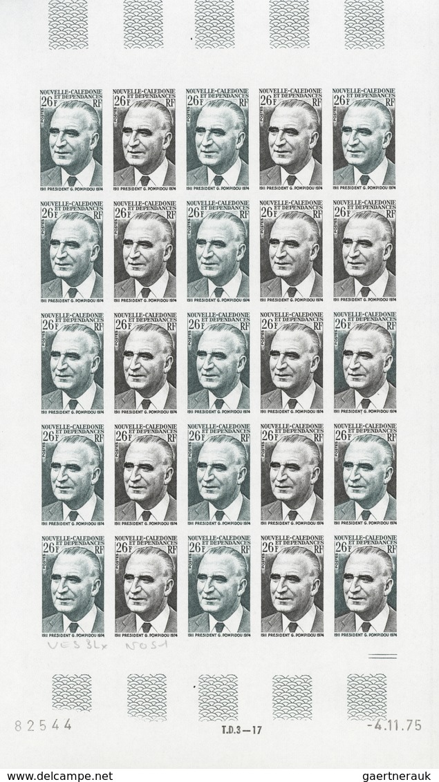 Neukaledonien: 1969/1975, IMPERFORATE COLOUR PROOFS, MNH collection of 58 complete sheets (=1.405 pr