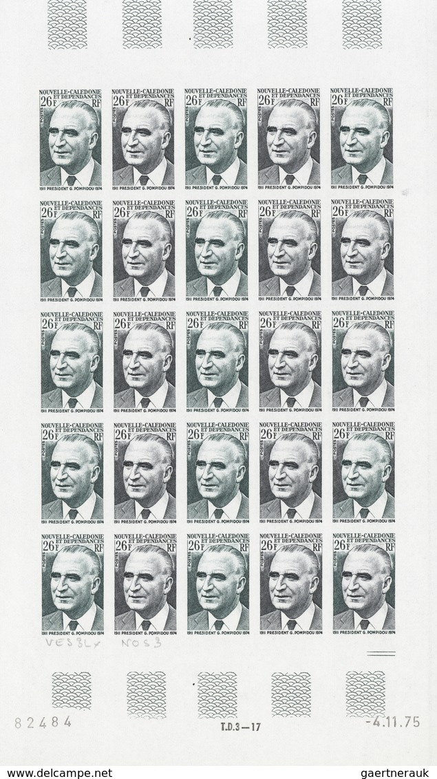 Neukaledonien: 1969/1975, IMPERFORATE COLOUR PROOFS, MNH collection of 58 complete sheets (=1.405 pr