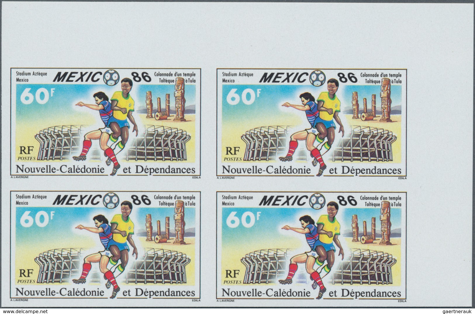 Neukaledonien: 1986, Football World Championship Mexico, 60fr. IMPERFORATE, 240 Copies Unmounted Min - Cartas & Documentos