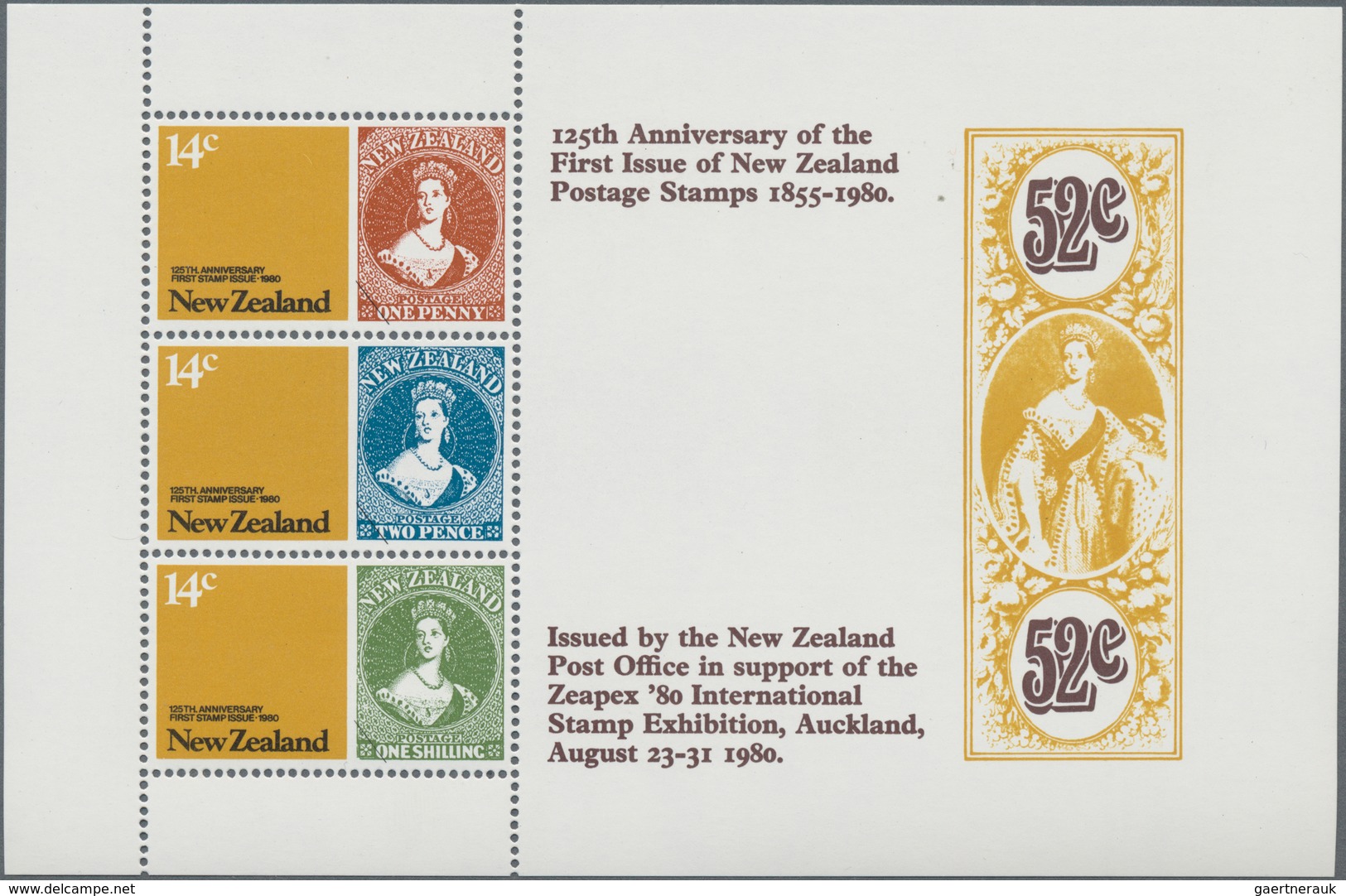 Neuseeland: 1980, 125 Years Stamps In New Zealand Large Lot With About 570 Miniature Sheets, Mint Ne - Cartas & Documentos