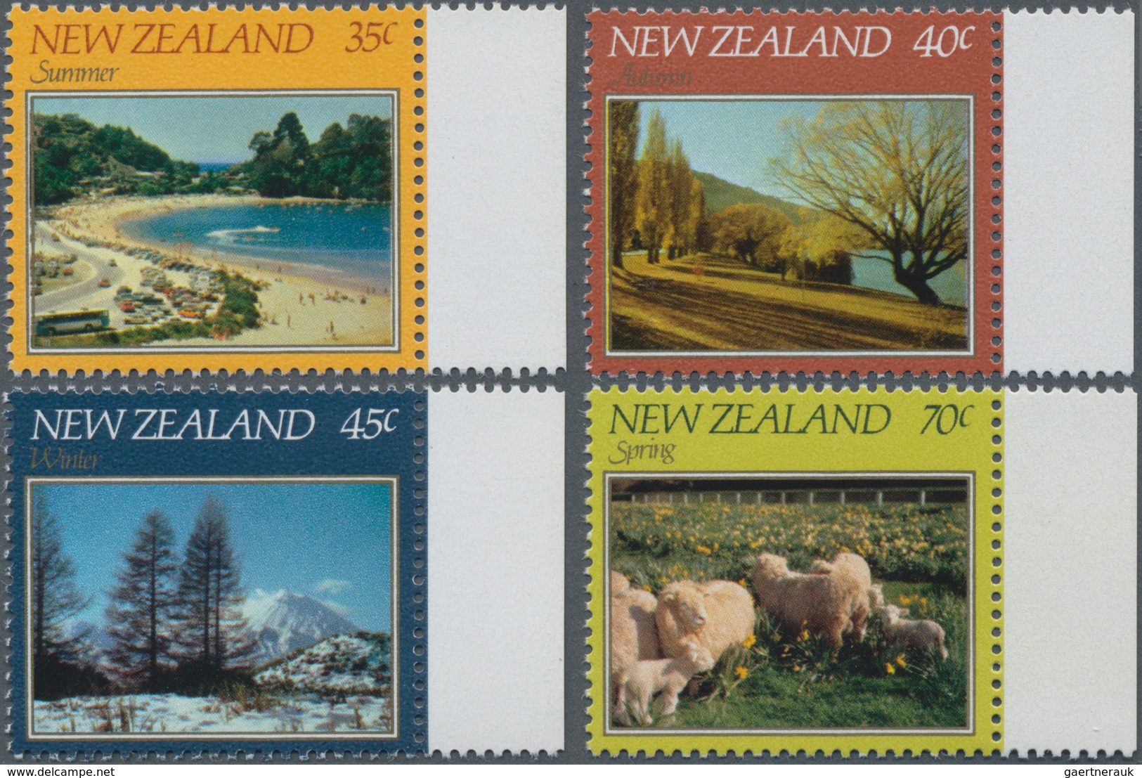 Neuseeland: 1982, Landscapes Complete Set Of Four (Kaiteriteri Beach, St. Omar Park, Mt. Ngauruhoe A - Cartas & Documentos