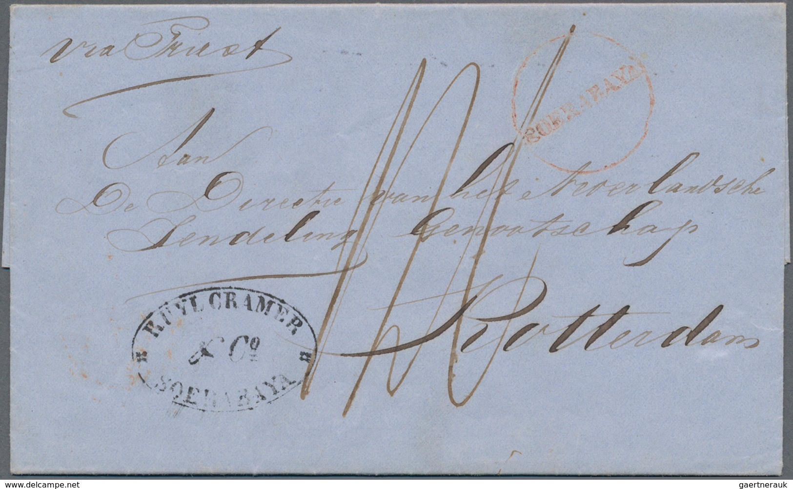 Niederländisch-Indien: 1828/1857 Ca., Group Of 5 Stampless Entires/letter-sheets, Comprising Oval IN - Netherlands Indies