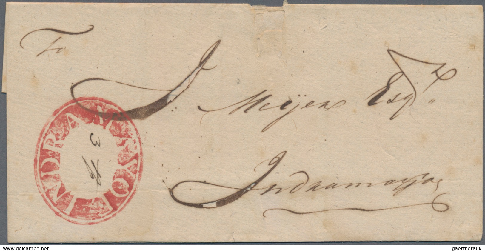 Niederländisch-Indien: 1828/1857 Ca., Group Of 5 Stampless Entires/letter-sheets, Comprising Oval IN - India Holandeses