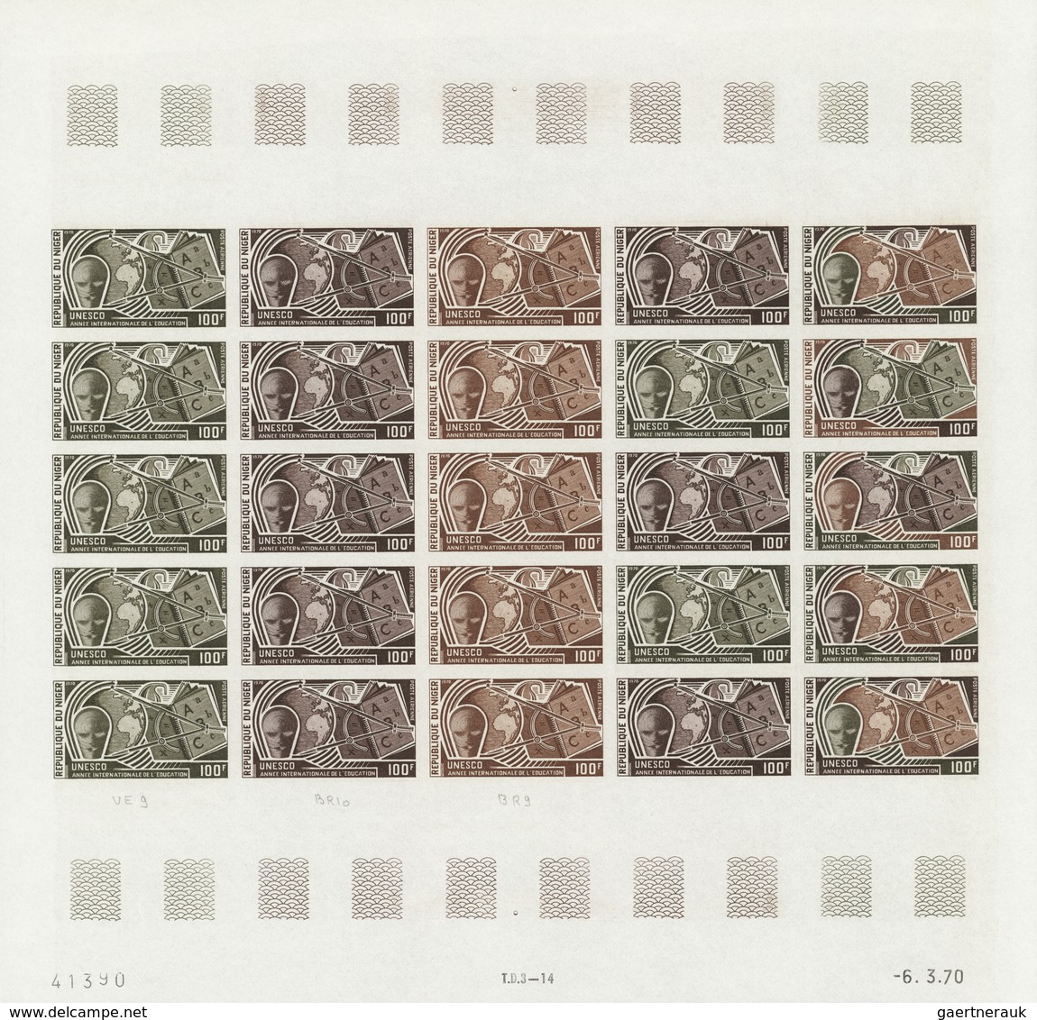 Niger: 1969/1978, IMPERFORATE COLOUR PROOFS, MNH collection of 105 complete sheets (=2.245 proofs),