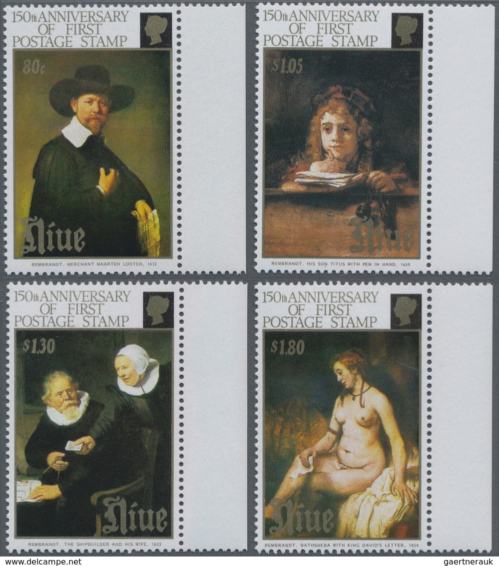 Niue: 1990, 150 Years Of Stamps Complete Set Of Four With Different Rembrandt Paintings In A Lot Wit - Niue