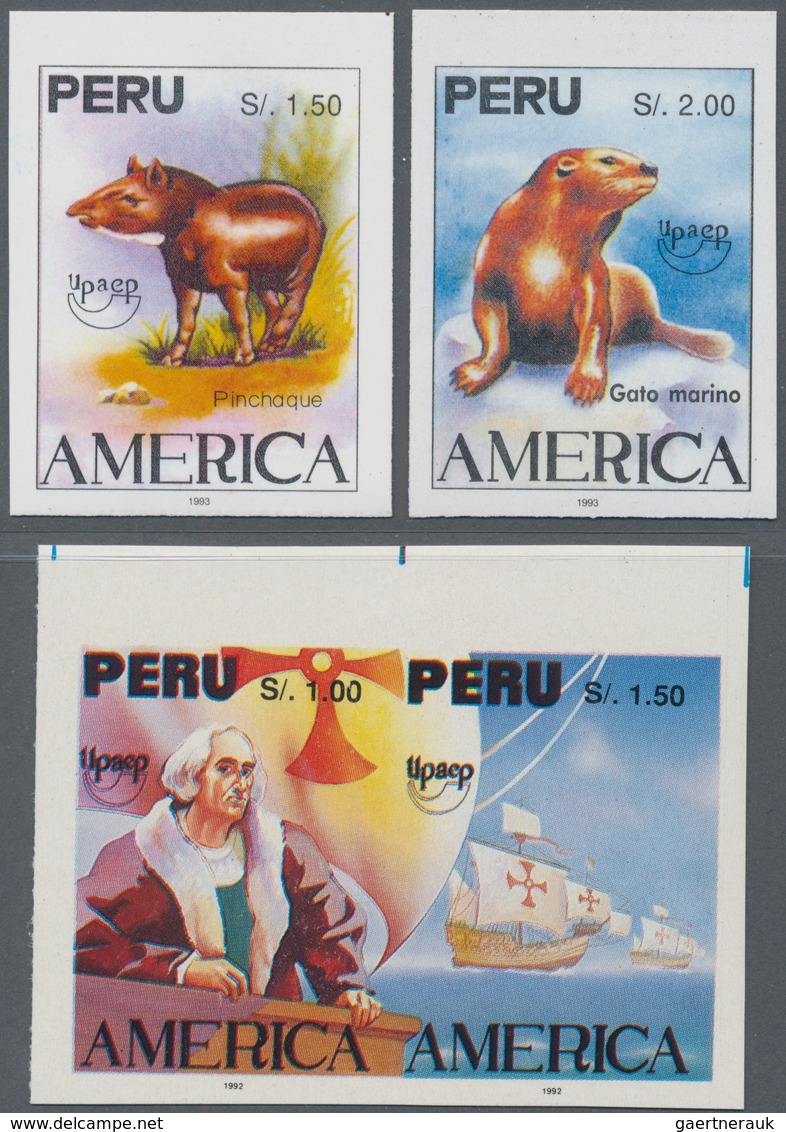 Peru: 1992/1993, Unusual Large Accumulation With Two Different IMPERFORATE Issues Incl. ‚500 Years D - Pérou