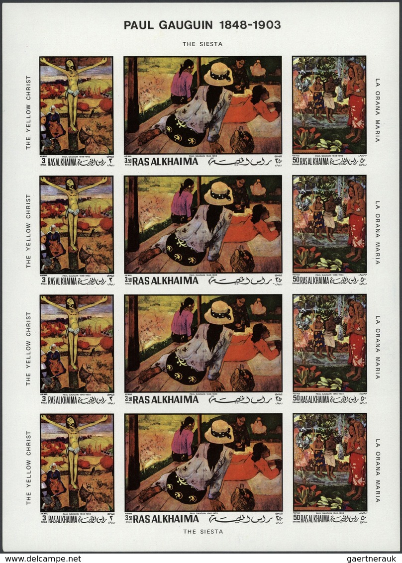 Ras al Khaima: 1968/1972, miscellaneous balance incl. imperf. issues, thematic sets (Sports), proof