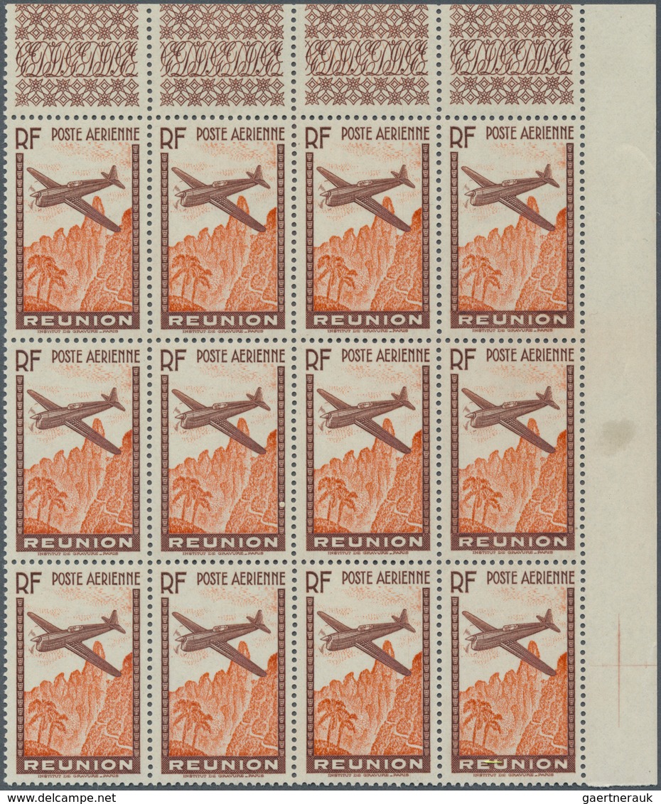 Reunion: 1938, Airmails, 6.65fr. Brown/orange Showing Variety "Missing Value", 102 Stamps Within Uni - Nuevos