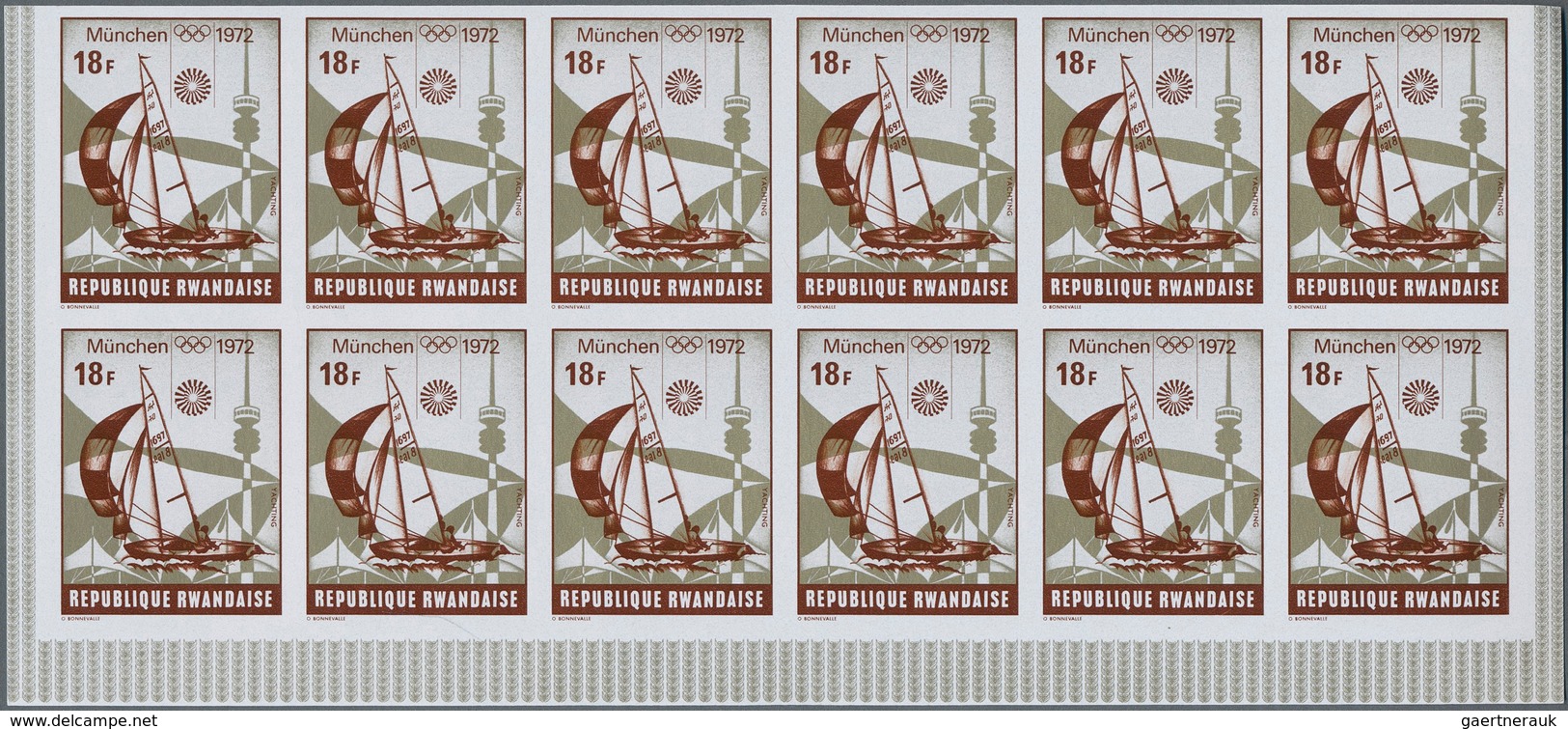 Ruanda: 1967/1975. Lot of 13,519 IMPERFORATE stamps, souvenir and miniature sheets showing various i