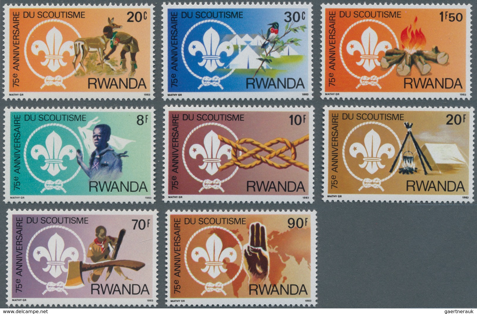 Ruanda: 1983, 75 Years Of SCOUTING Complete Set Of Eight In A Lot With About 440 Complete Sets Mostl - Sonstige & Ohne Zuordnung