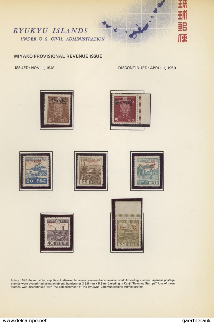 Riukiu - Inseln / Ryu Kyu: 1946/1972, Specialised Mint Collection Of Many Hundred Mint O.g. Stamps, - Ryukyu Islands