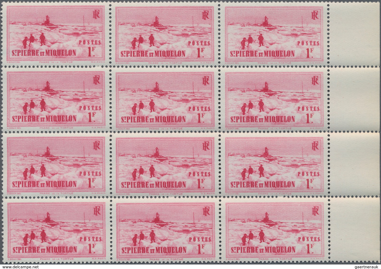 St. Pierre Und Miquelon: 1938, Definitive Issue 1fr. Pale Carmine-red (Tortue Lighthouse) In A Lot W - Otros & Sin Clasificación