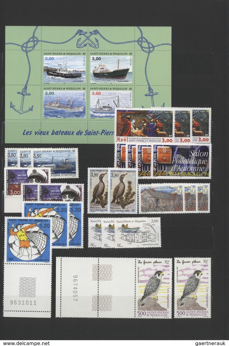 St. Pierre Und Miquelon: 1938/1999, MNH Accumulation In A Stockbook Incl. A Good Section 1990s. - Sonstige & Ohne Zuordnung