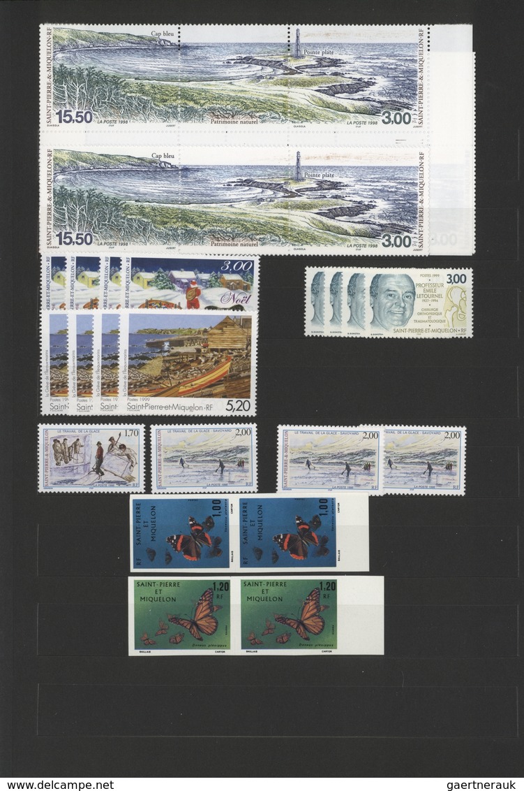 St. Pierre Und Miquelon: 1938/1999, MNH Accumulation In A Stockbook Incl. A Good Section 1990s. - Otros & Sin Clasificación