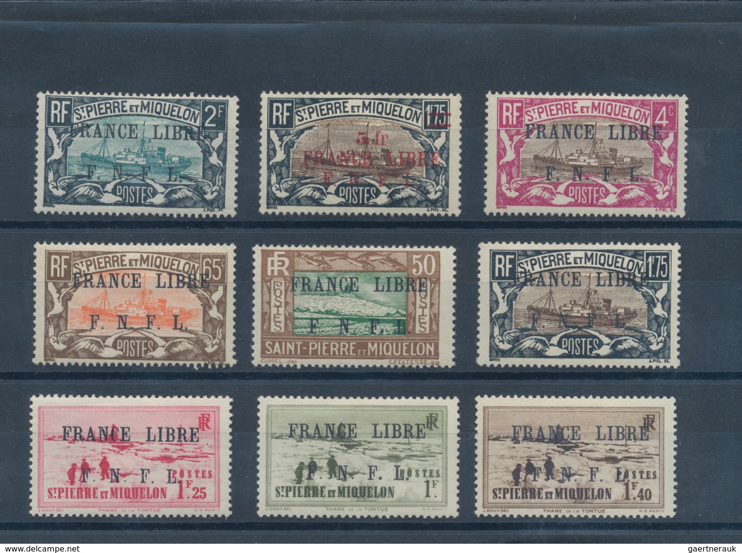 St. Pierre Und Miquelon: 1941/1942, FRANCE LIBRE F.N.F.L. Overprints, Mint Assortment Of 18 Differen - Otros & Sin Clasificación